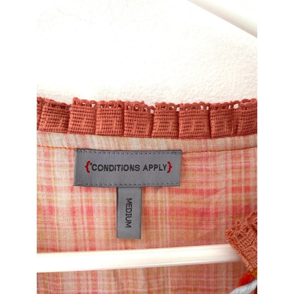 Conditions Apply Painterly Peasant Blouse Orange Blue Squares size medium - Picture 8 of 8